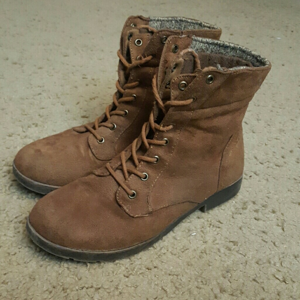 Suede combat boots